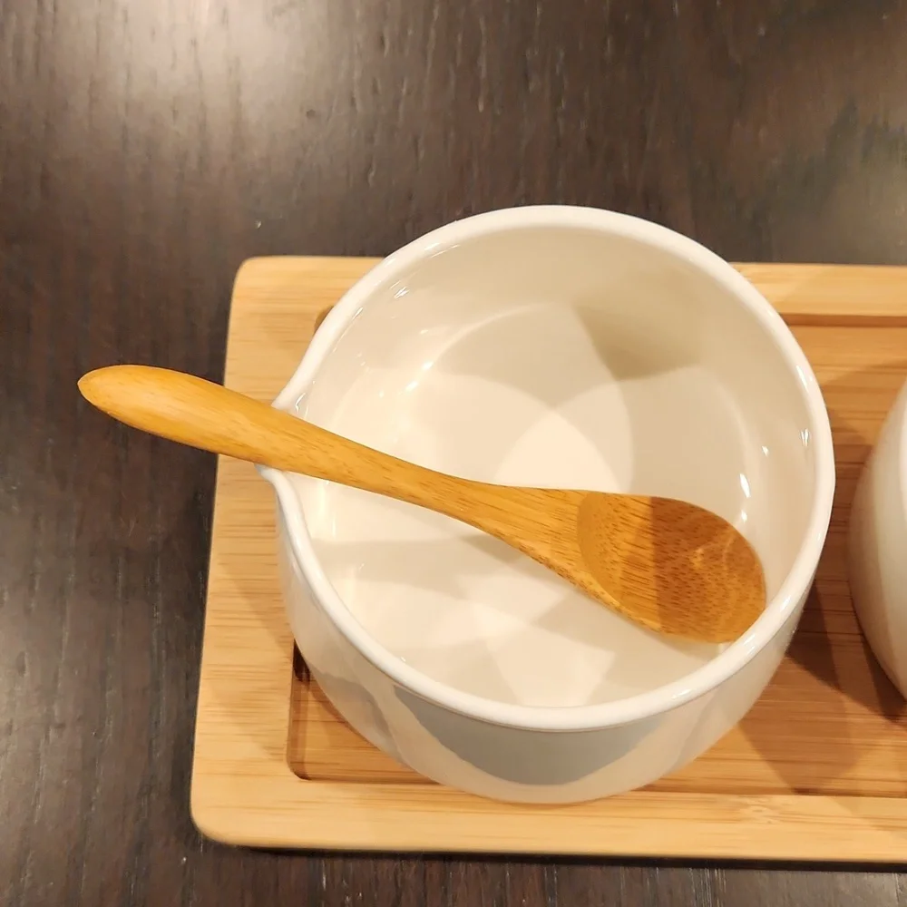 West Elm Bamboo Porcelain Serving set, NIB